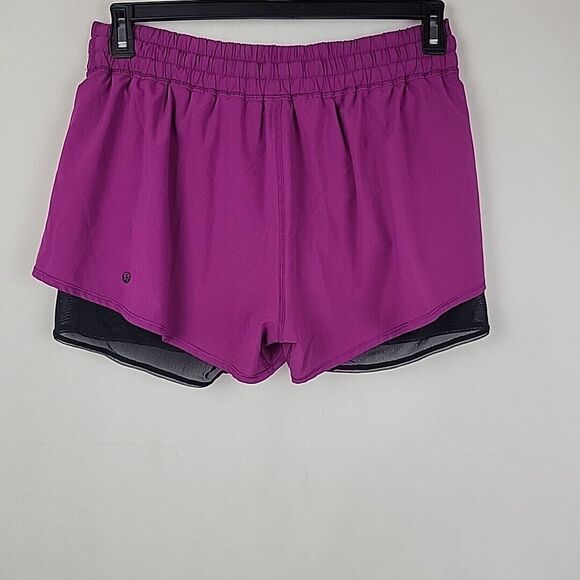Lululemon Split Second Shorts Women Size 10 Purple Long Liner Running Athleisure - Picture 10 of 12